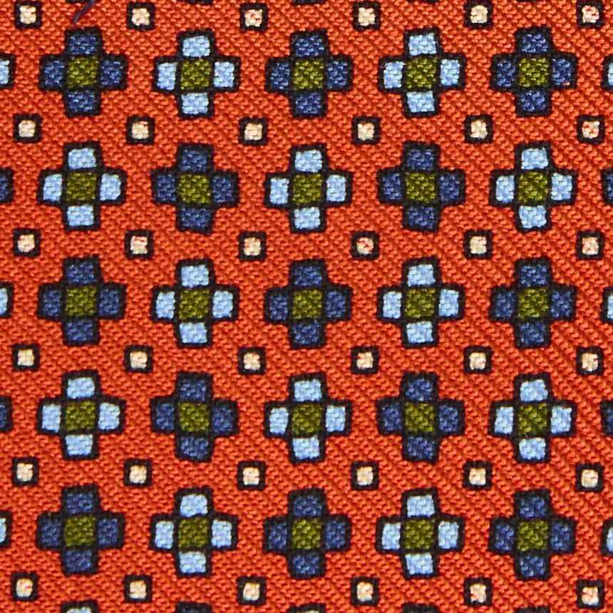 ORANGE SILK AND LEATHER FOLDING CARD HOLDER