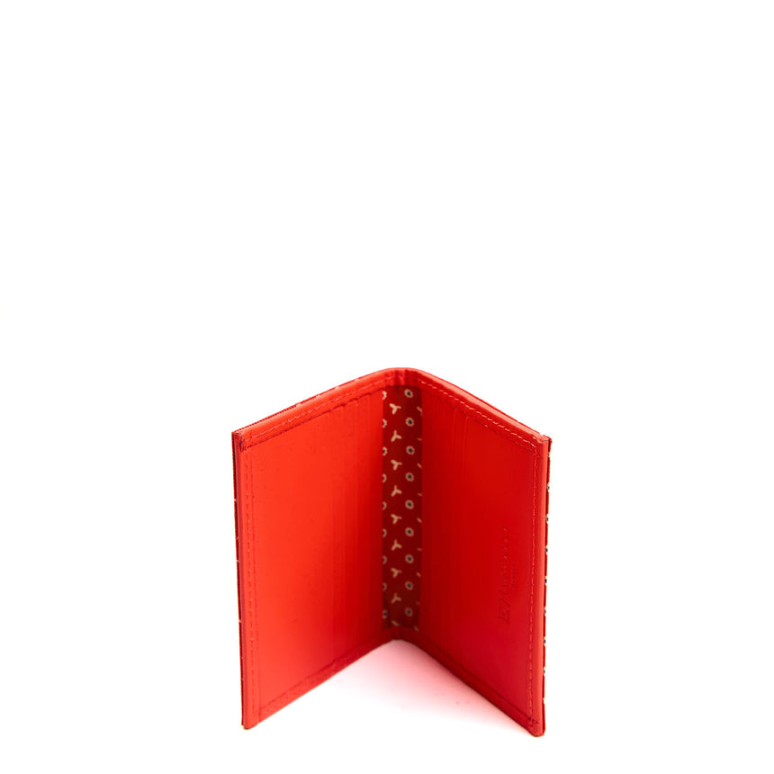 PORTACARTE PIEGHEVOLE IN SETA PELLE ARANCIONE