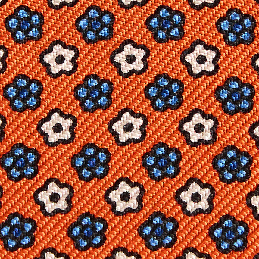 ORANGE SILK AND LEATHER FOLDING CARD HOLDER