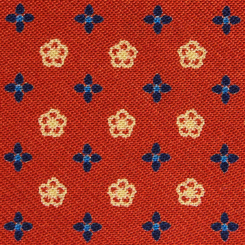 ORANGE SILK AND LEATHER FOLDING CARD HOLDER