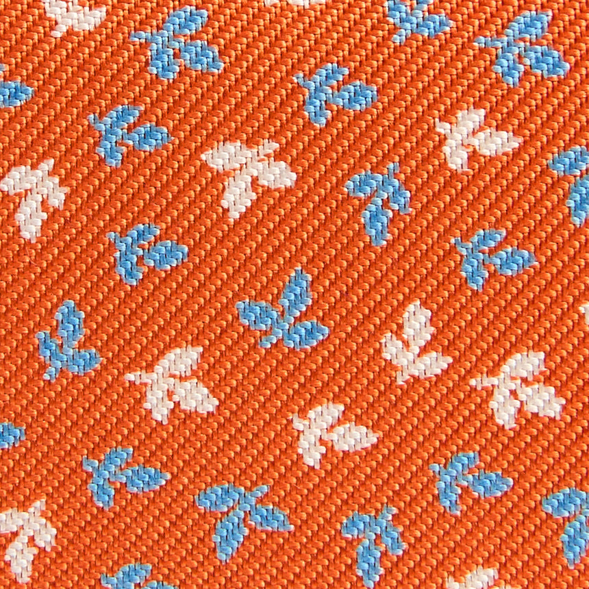 ORANGE SILK AND LEATHER FOLDING CARD HOLDER