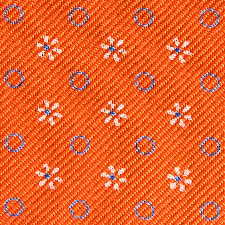 ORANGE SILK AND LEATHER FOLDING CARD HOLDER