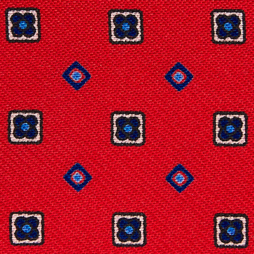 RED SILK AND LEATHER FOLDING CARD HOLDER