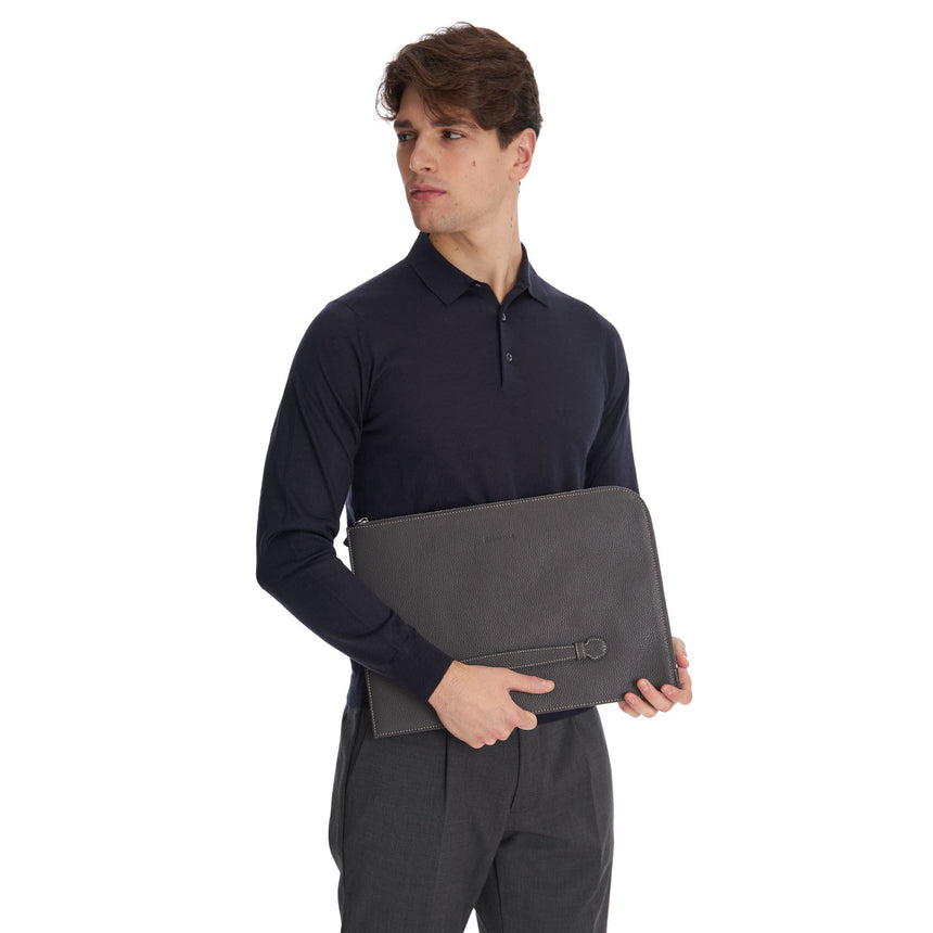 DARK GREY LEATHER PORTFOLIO
