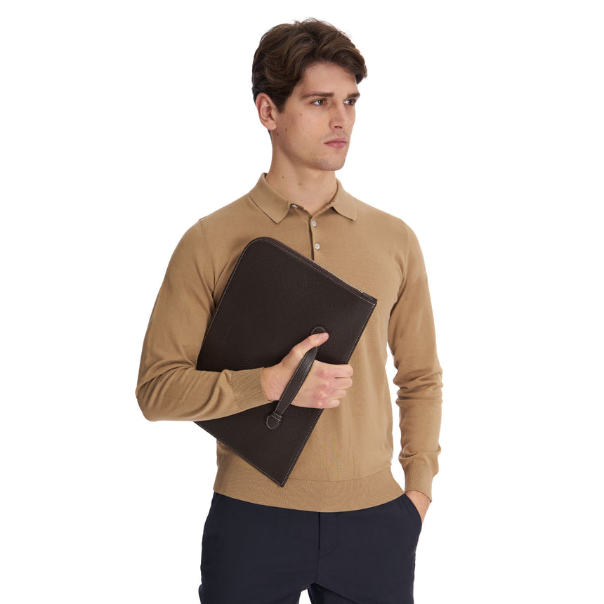 DARK BROWN LEATHER PORTFOLIO