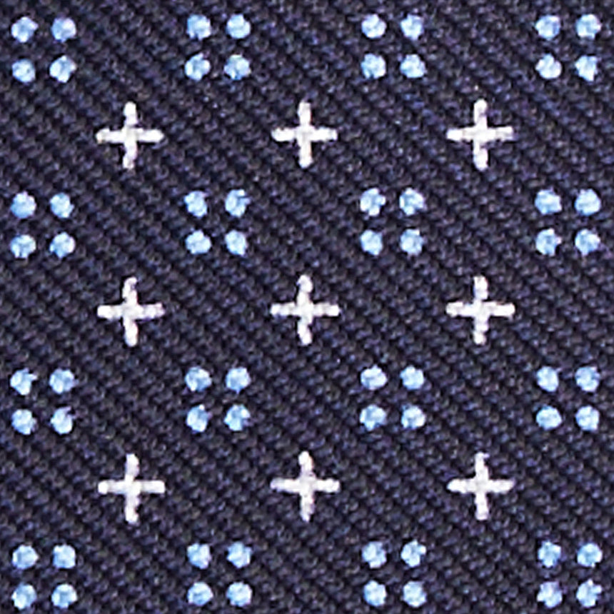 DARK BLUE LEATHER AND SILK CREDIT CARD HOLDER