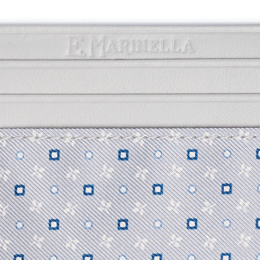 PORTACARTE DI CREDITO SETA E PELLE GRIGIO CHIARO