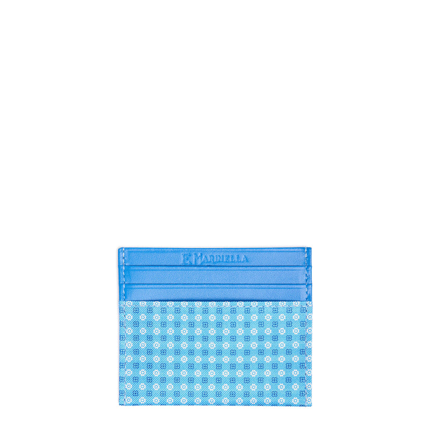 PORTACARTE DI CREDITO SETA E PELLE AZZURRO