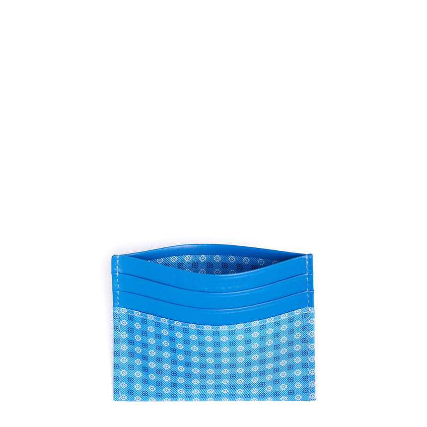 PORTACARTE DI CREDITO SETA E PELLE AZZURRO