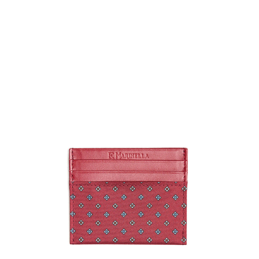 PORTACARTE DI CREDITO SETA E PELLE BORDEAUX