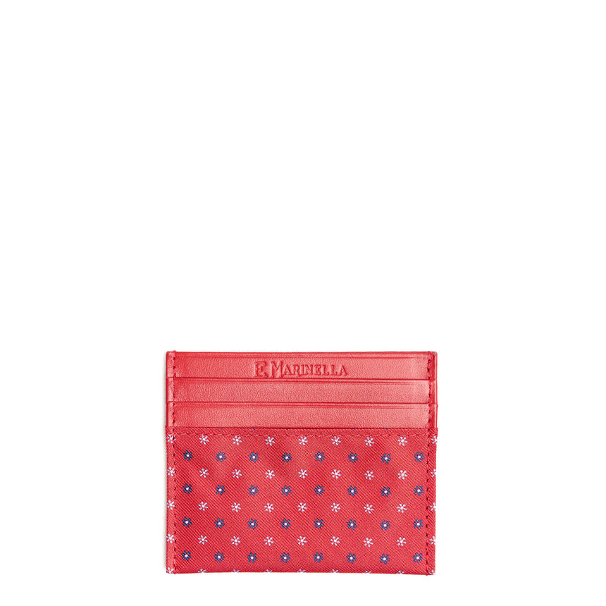 PORTACARTE DI CREDITO SETA E PELLE ROSSO