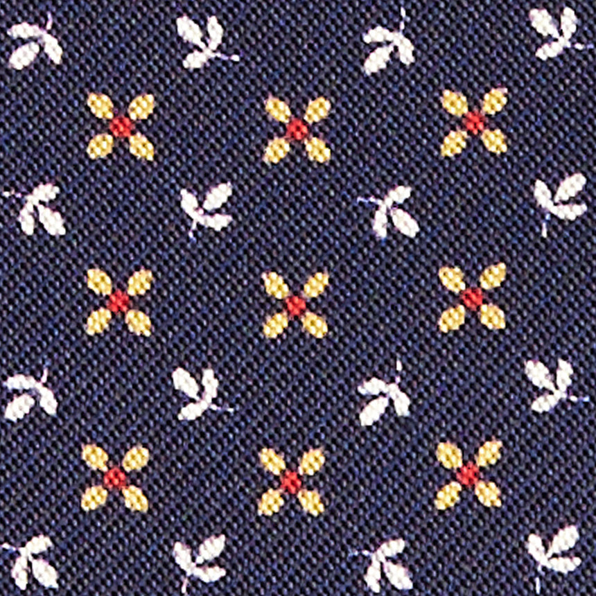 DARK BLUE SILK AND LEATHER CREDIT CARD HOLDER