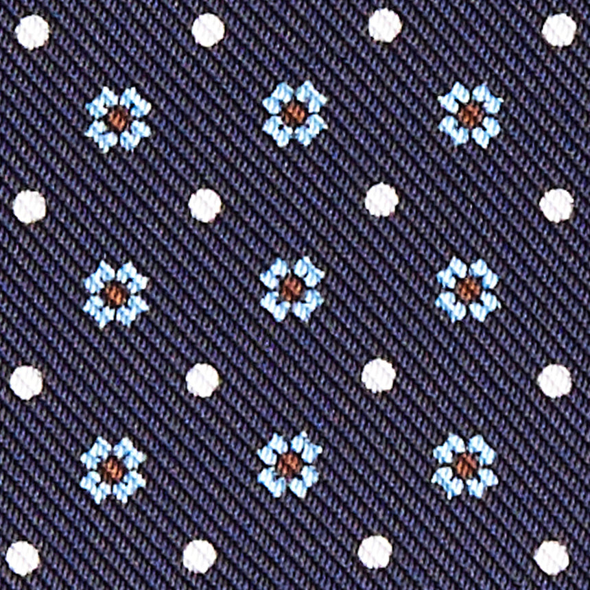 DARK BLUE SILK AND LEATHER CREDIT CARD HOLDER