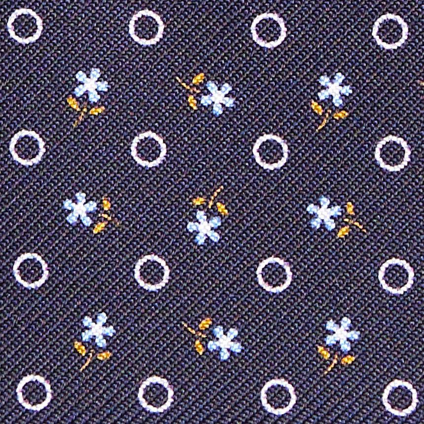 DARK BLUE SILK AND LEATHER CREDIT CARD HOLDER