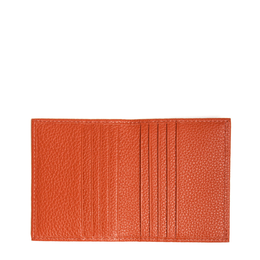 ORANGE HAMMERED LEATHER FOLDING CARD HOLDER