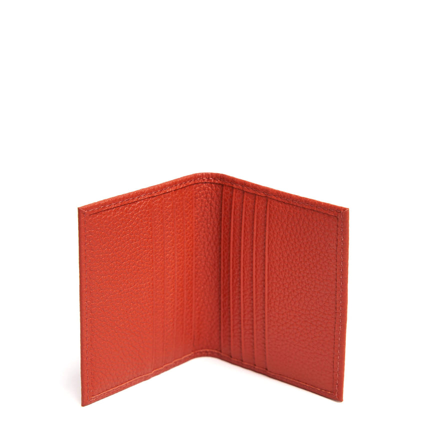 ORANGE HAMMERED LEATHER FOLDING CARD HOLDER