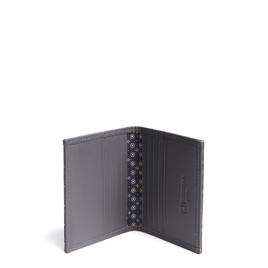 GREY LEATHER FOLDING CARD HOLDER