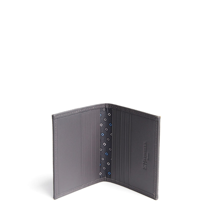 DARK GREY LEATHER FOLDING CARD HOLDER