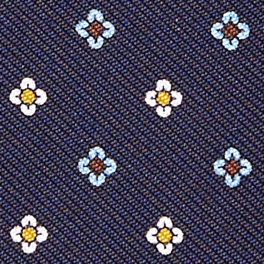 DARK BLUE SILK AND LEATHER FOLDING CARD HOLDER