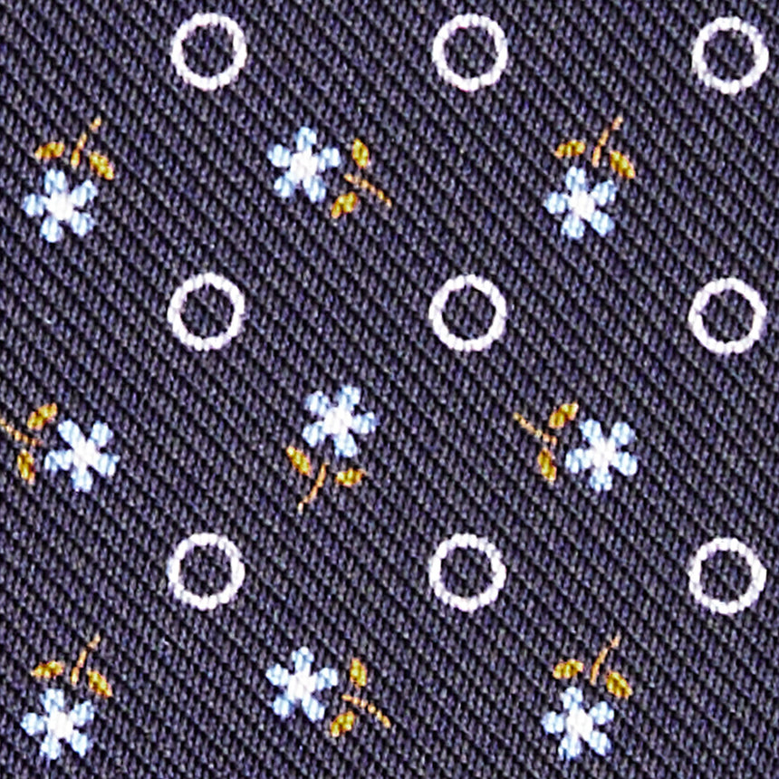 DARK BLUE SILK AND LEATHER FOLDING CARD HOLDER