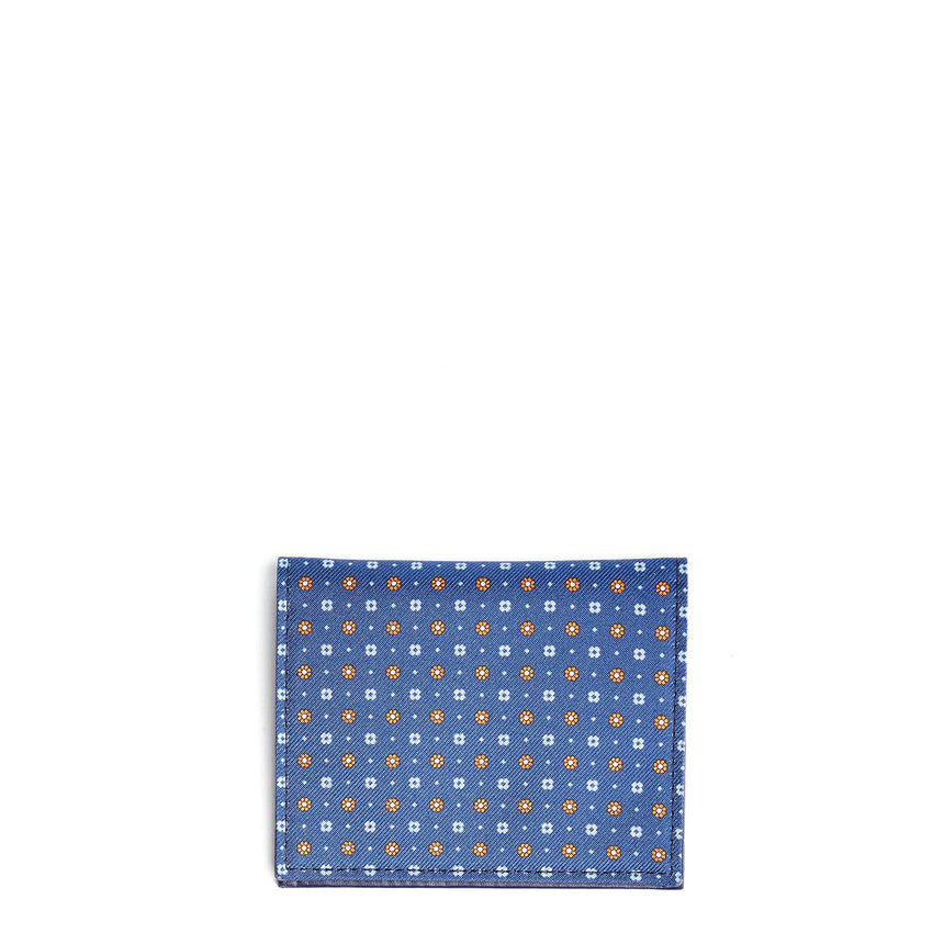 PORTACARTE PIEGHEVOLE IN SETE E PELLE BLU