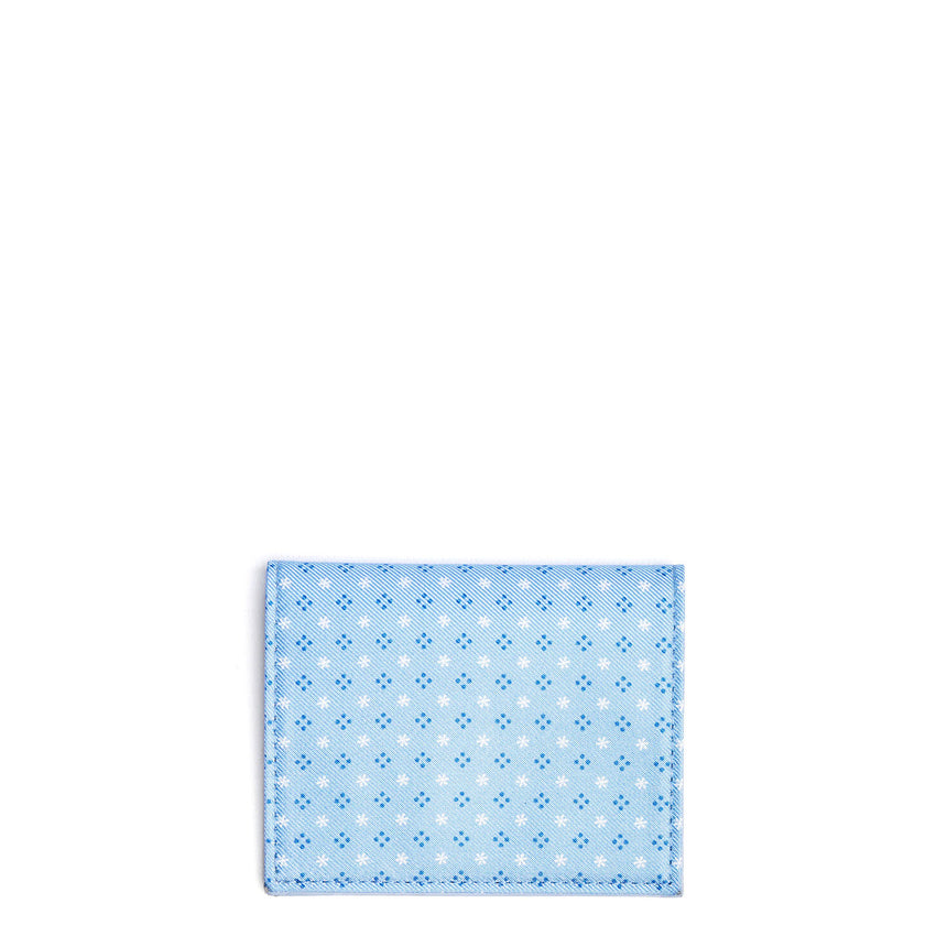 PORTACARTE PIEGHEVOLE IN SETE E PELLE AZZURRO