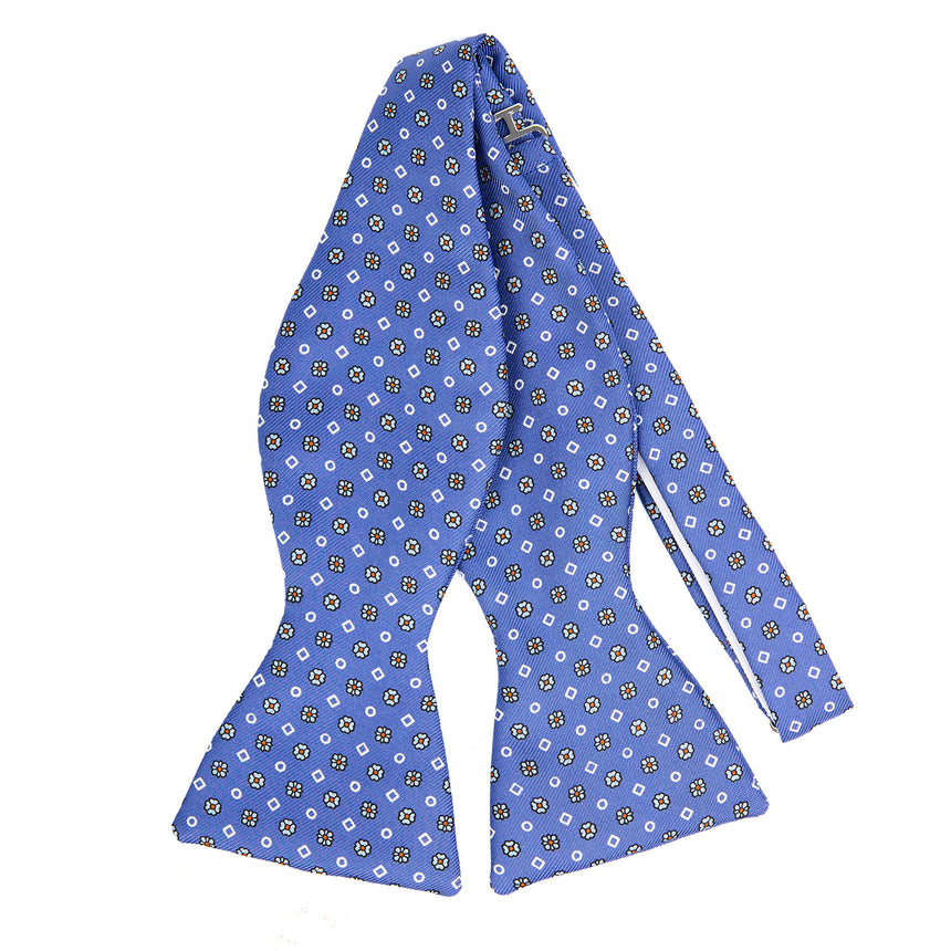 PAPILLON DA ANNODARE IN SETA STAMPATA AZZURRO POLVERE