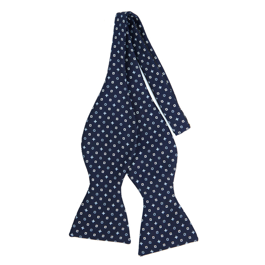 PAPILLON DA ANNODARE IN SETA STAMPATA BLU SCURO