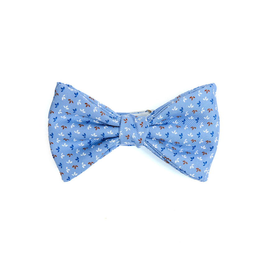 PAPILLON ANNODATO IN SETA STAMPATA AZZURRA