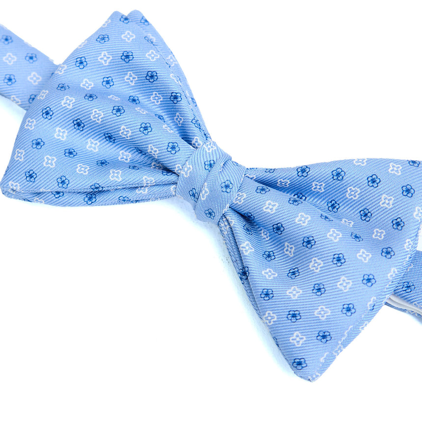 LIGHT BLUE PRE-KNOTTED PRINTED SILK BOWTIE