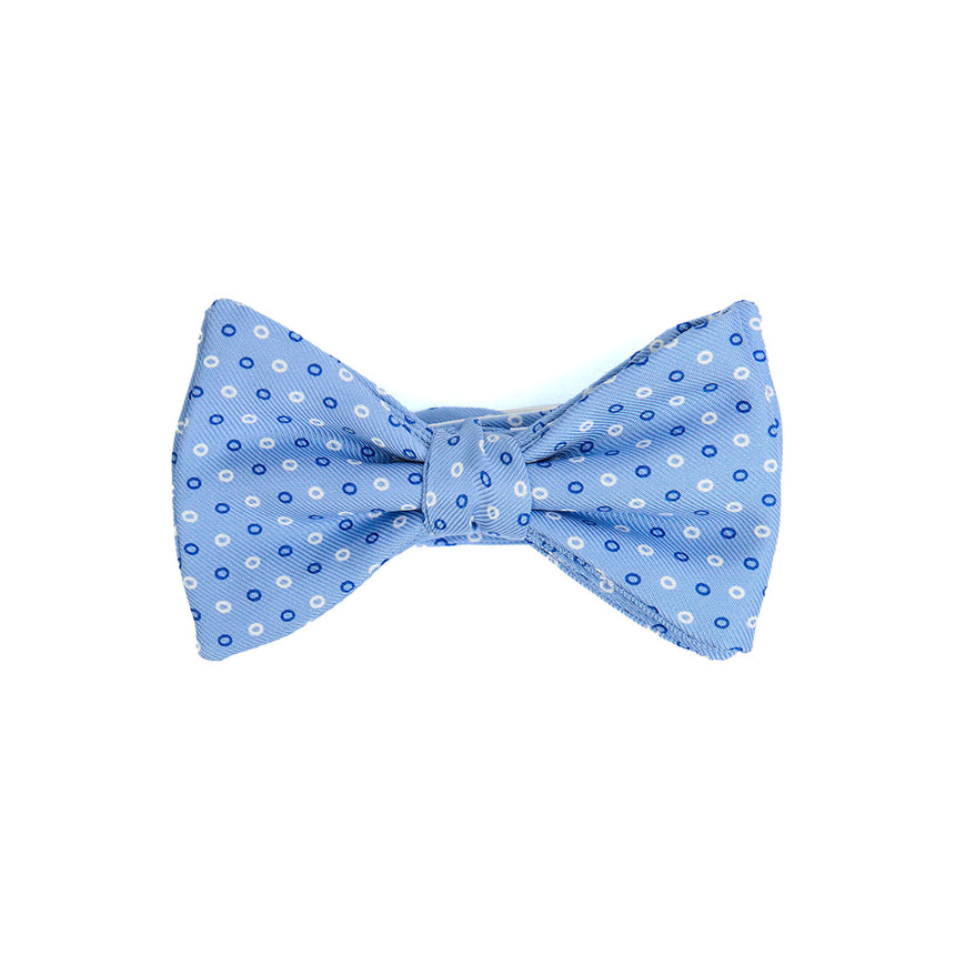 PAPILLON ANNODATO IN SETA STAMPATA AZZURRO
