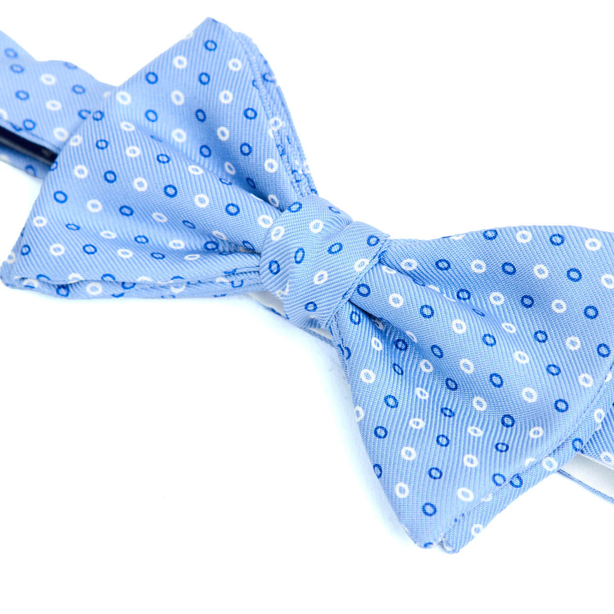 PAPILLON ANNODATO IN SETA STAMPATA AZZURRO