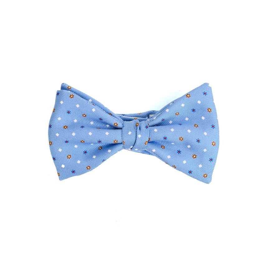 PAPILLON ANNODATO IN SETA STAMPATA AZZURRO