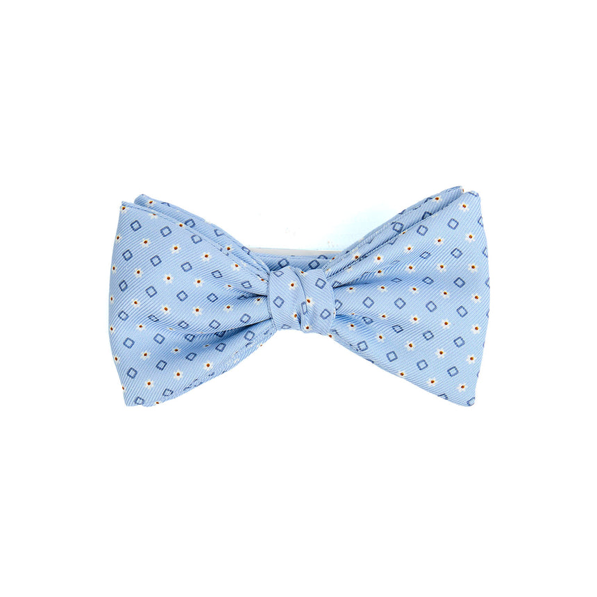 PAPILLON ANNODATO IN SETA STAMPATA AZZURRO