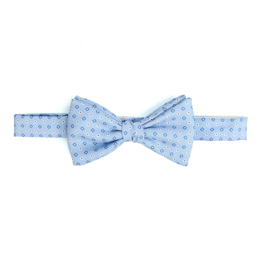PAPILLON ANNODATO IN SETA STAMPATA AZZURRO