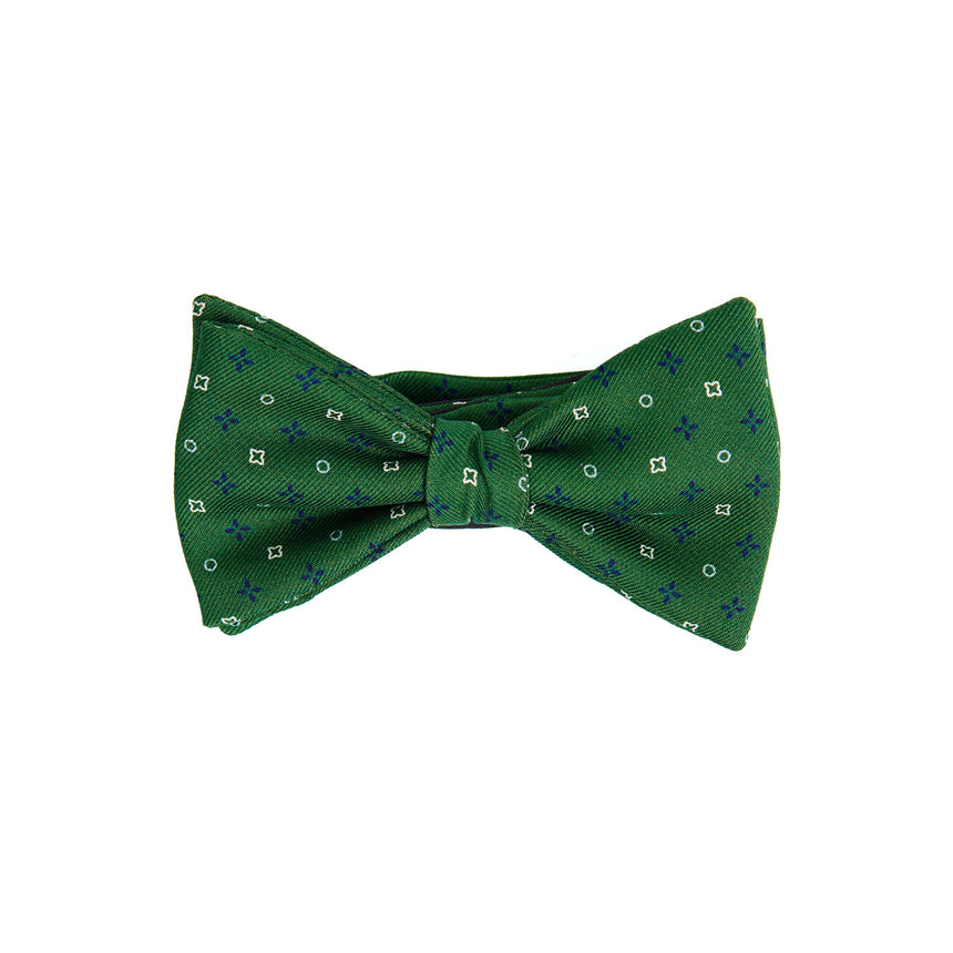 PAPILLON ANNODATO IN SETA STAMPATA VERDE SCURO