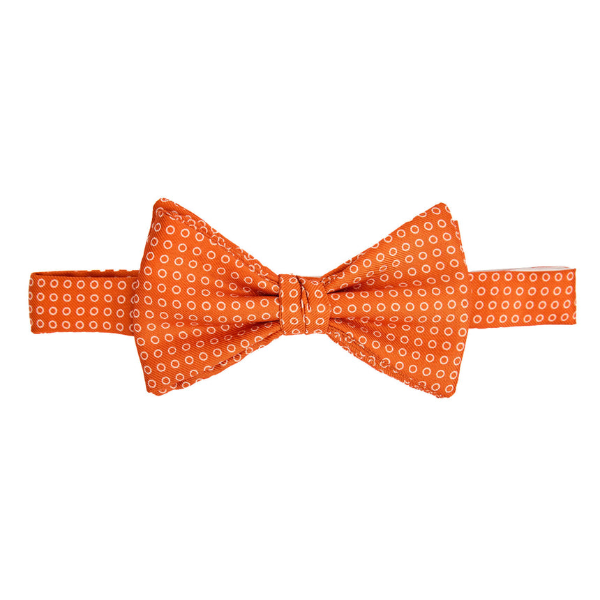 ORANGE PRE-KNOTTED PRINTED SILK BOWTIE