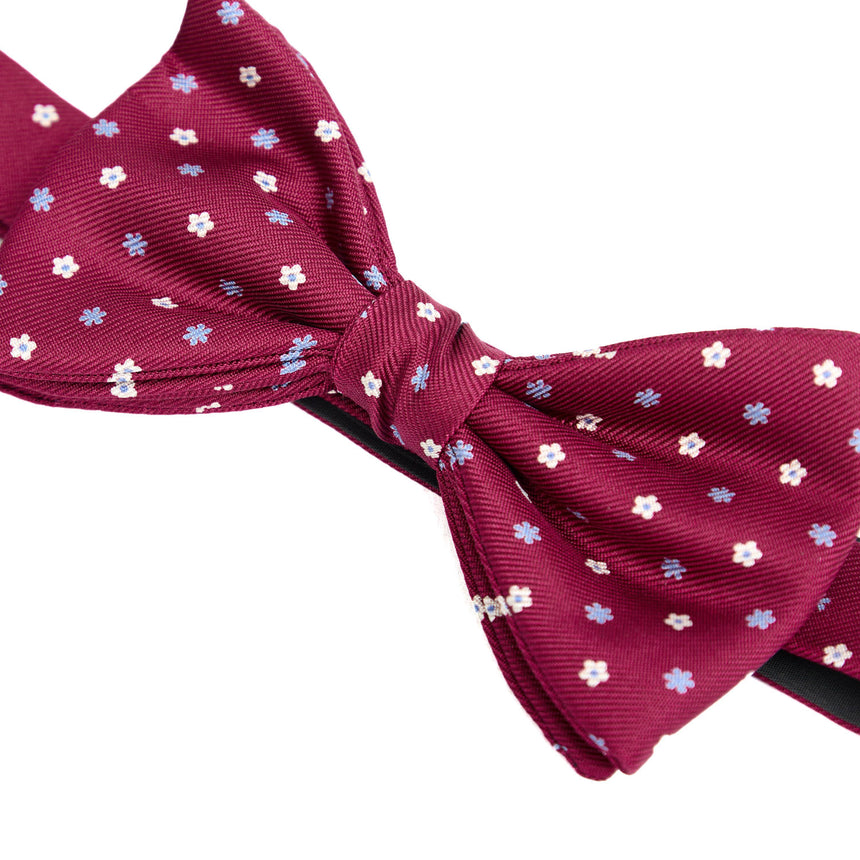 FUCHSIA PRE-KNOTTED PRINTED SILK BOWTIE