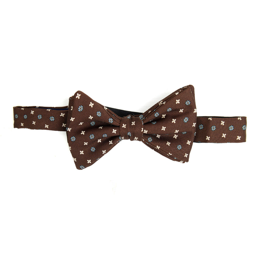 DARK BROWN PRE-KNOTTED PRINTED SILK BOWTIE