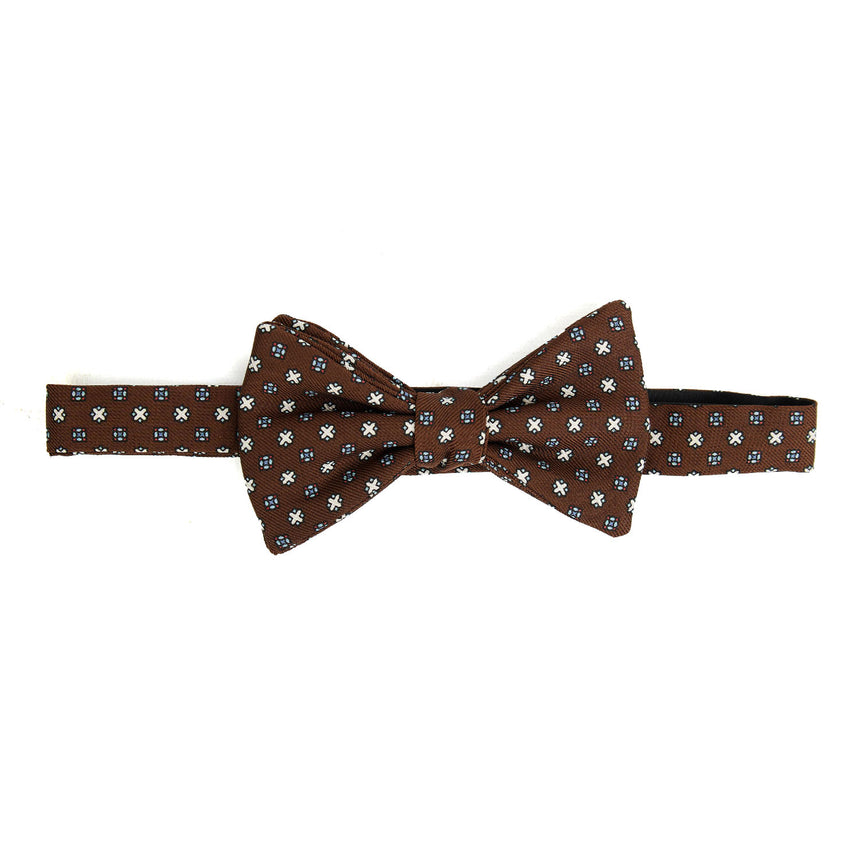 DARK BROWN PRE-KNOTTED PRINTED SILK BOWTIE