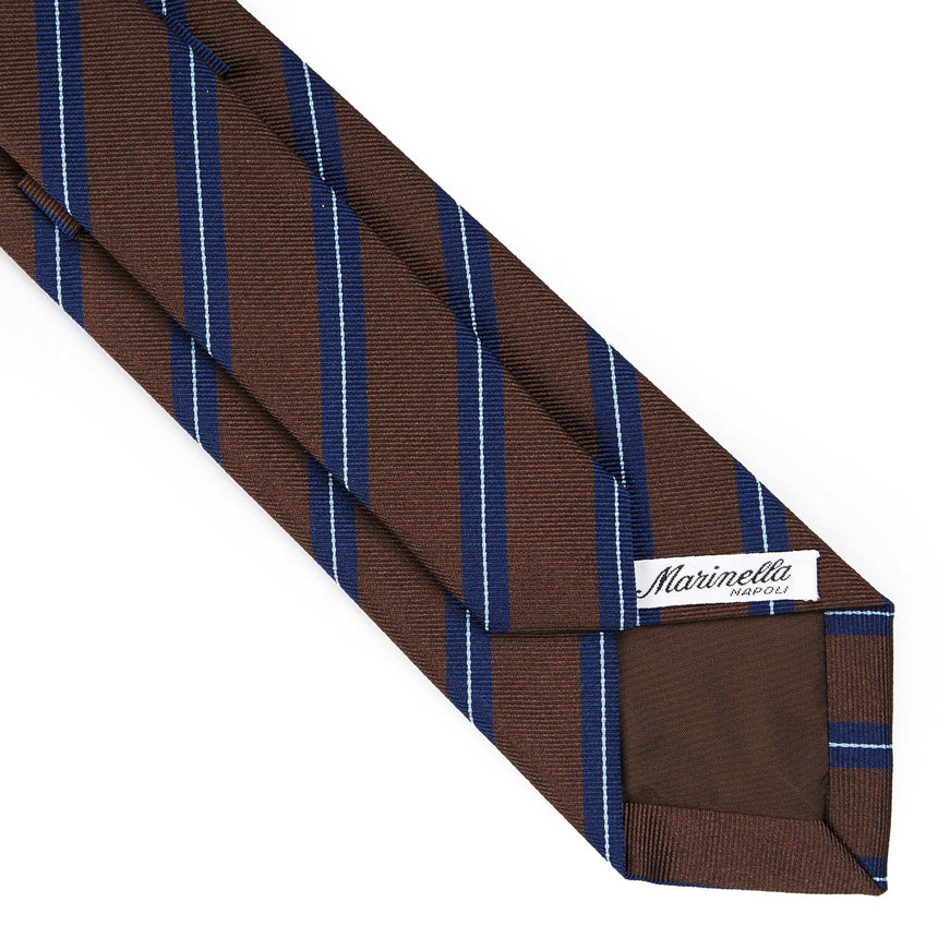 DARK BROWN REGIMENTAL JACQAURD SILK TIE
