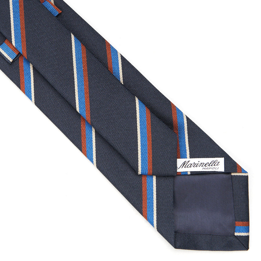 DARK BLUE REGIMENTAL JACQUARD SILK TIE