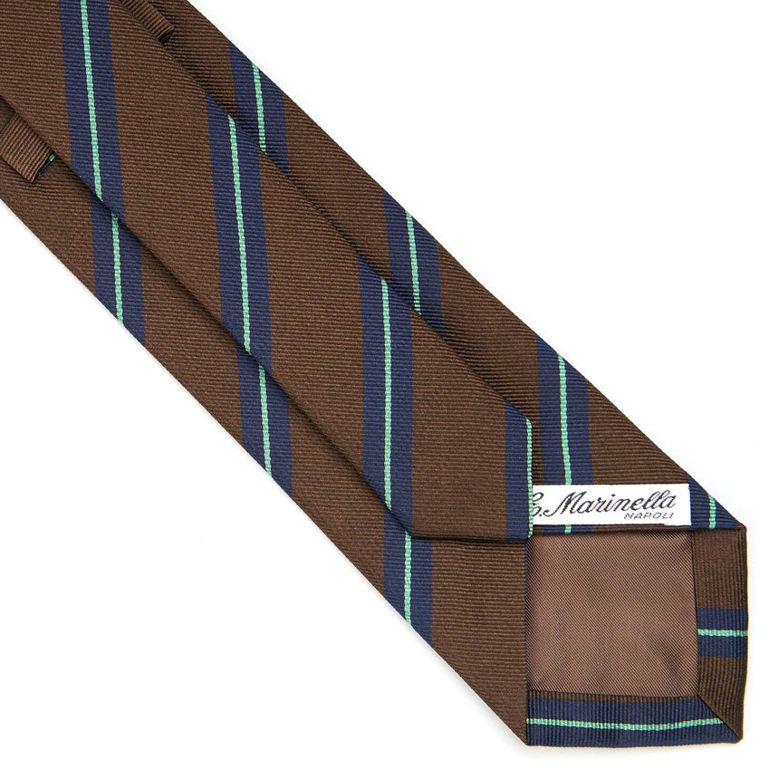 DARK BROWN REGIMENTAL JACQUARD SILK TIE
