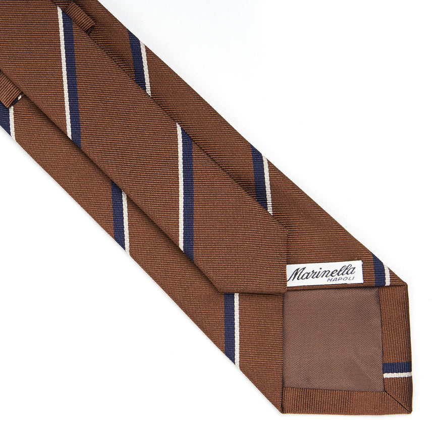 DARK BROWN REGIMENTAL JACQUARD SILK TIE