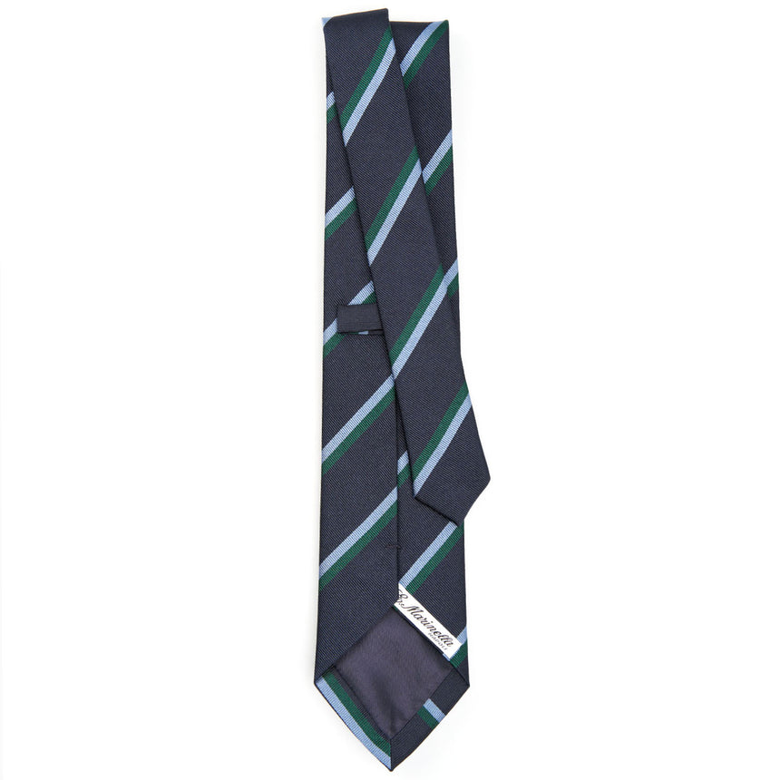 CRAVATTA REGIMENTAL IN SETA JACQUARD BLU SCURO