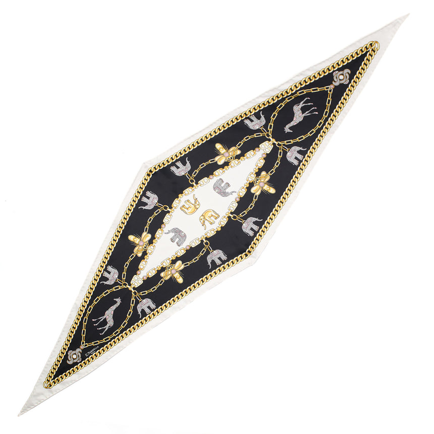 WHITE SILK DIAMOND SHAPE SCARF