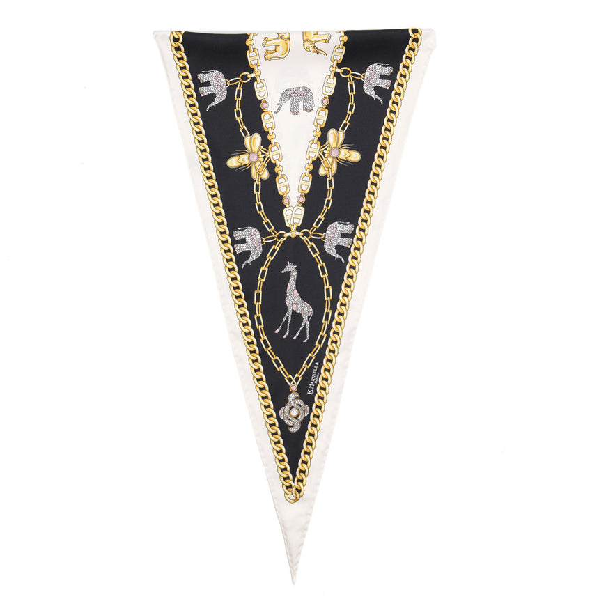 WHITE SILK DIAMOND SHAPE SCARF