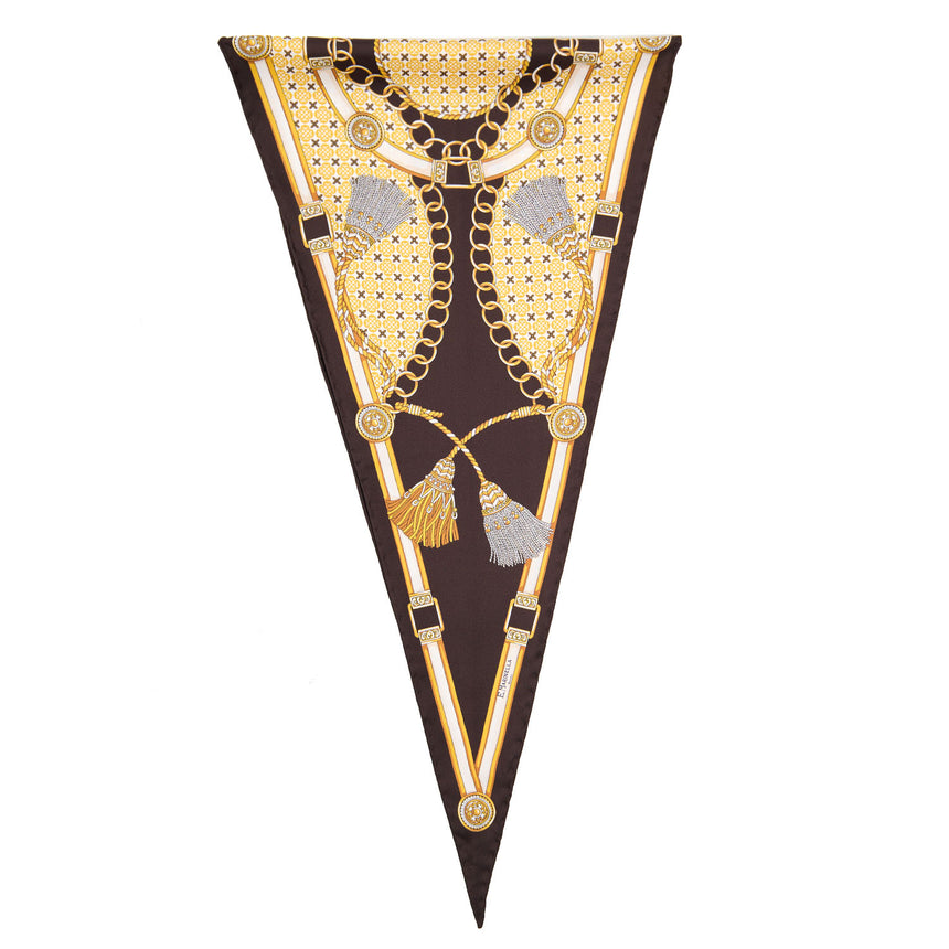 FOULARD ROMBO IN SETA MARRONE SCURO