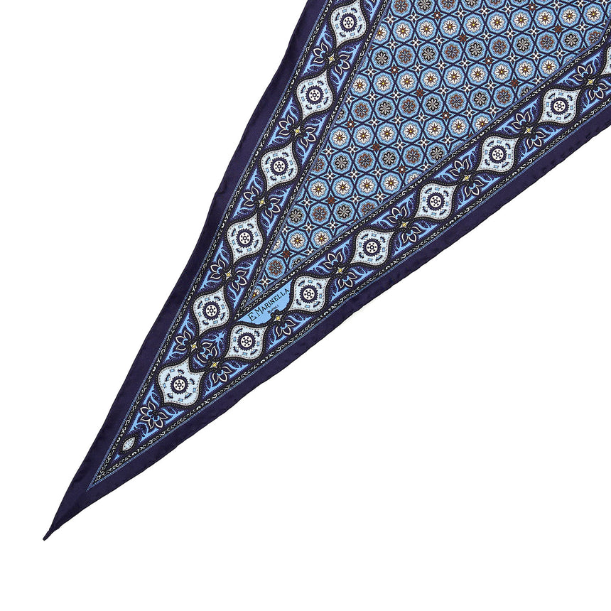 DARK BLUE SILK DIAMOND SHAPE SCARF