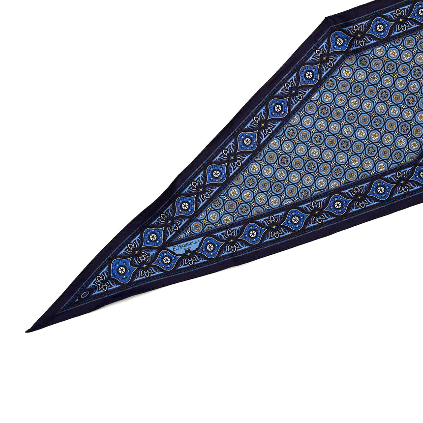 DARK BLUE SILK DIAMOND SHAPE SCARF